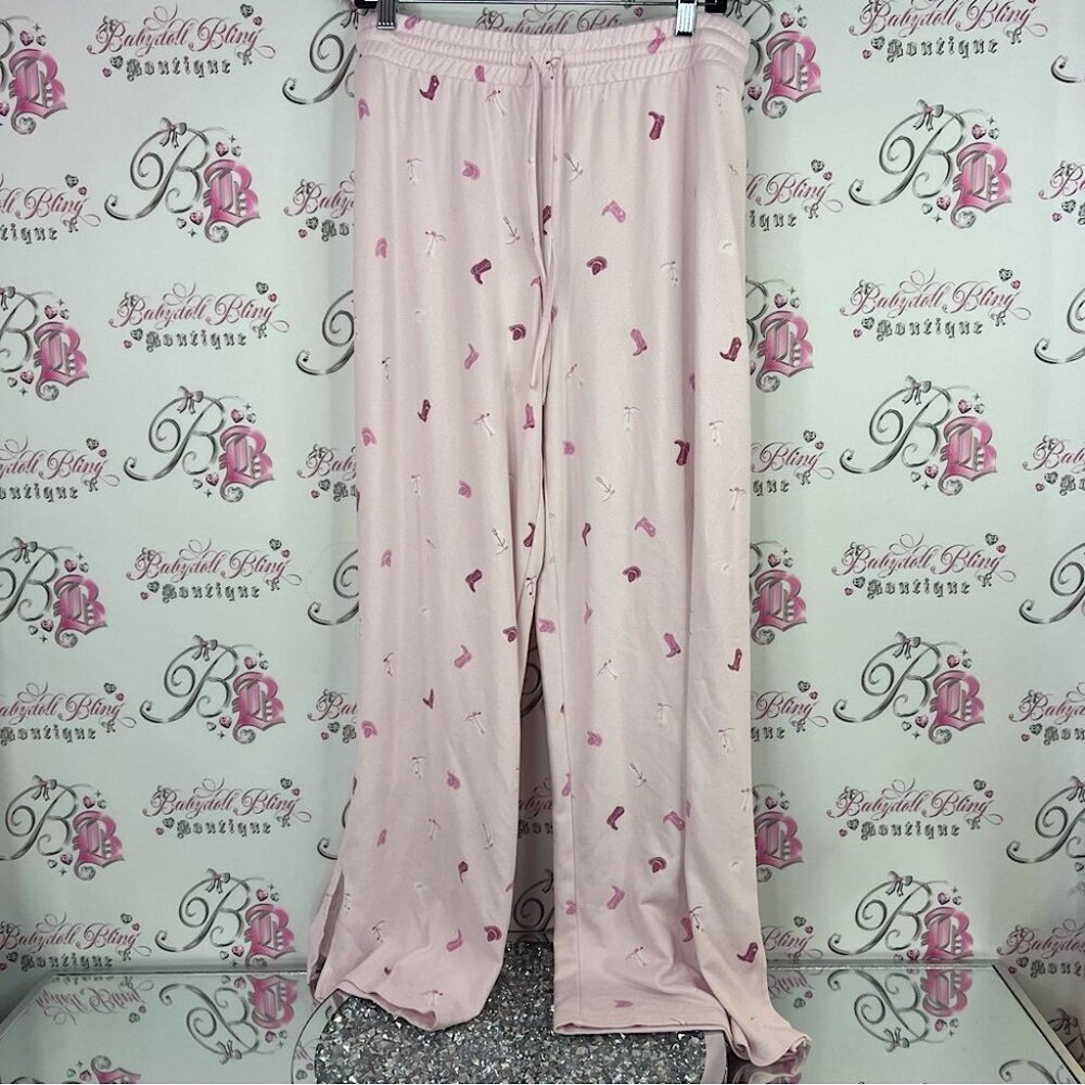 Miiyu pants cowgirl boots hat western rodeo Pink Women's Lounge Pants